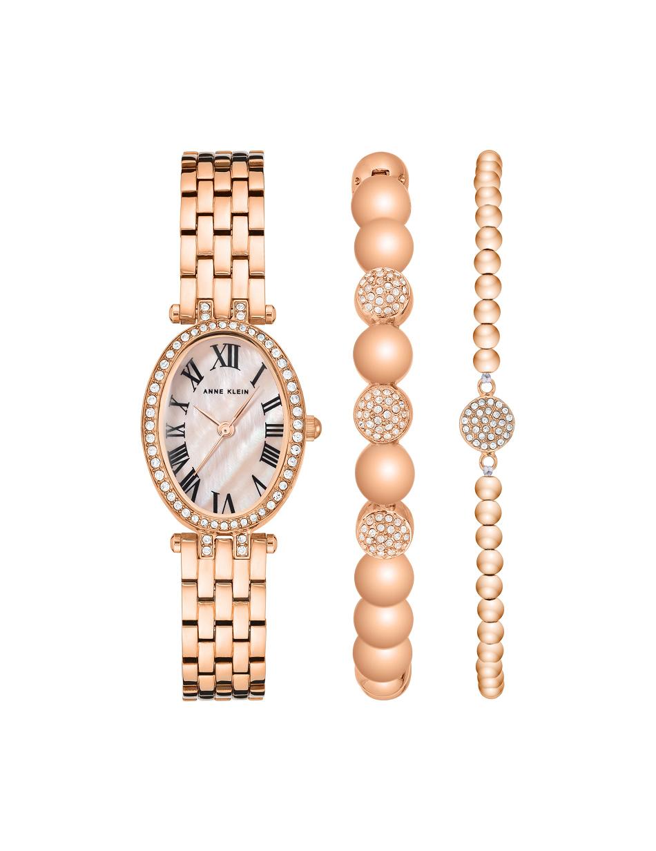 Les métaux Anne Klein Oval Watch and Bracelet Set with Premium Crystals   | QPC-5811167